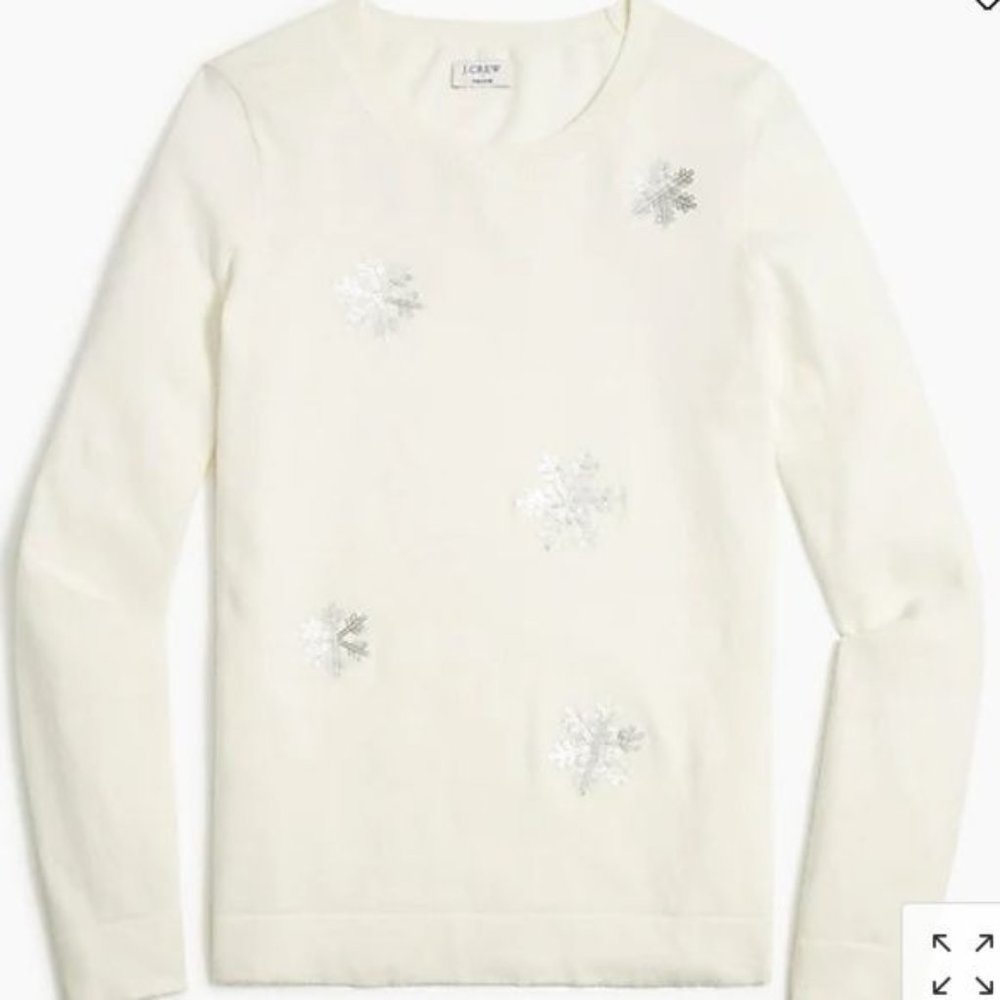 Jcrew  Sequin snowflake Teddie sweater Size XL euc